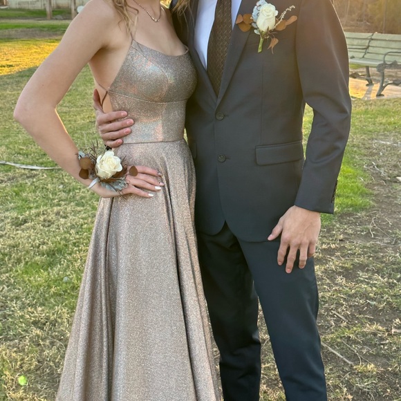 Elegant Gold Prom Dress - Picture 6 of 10